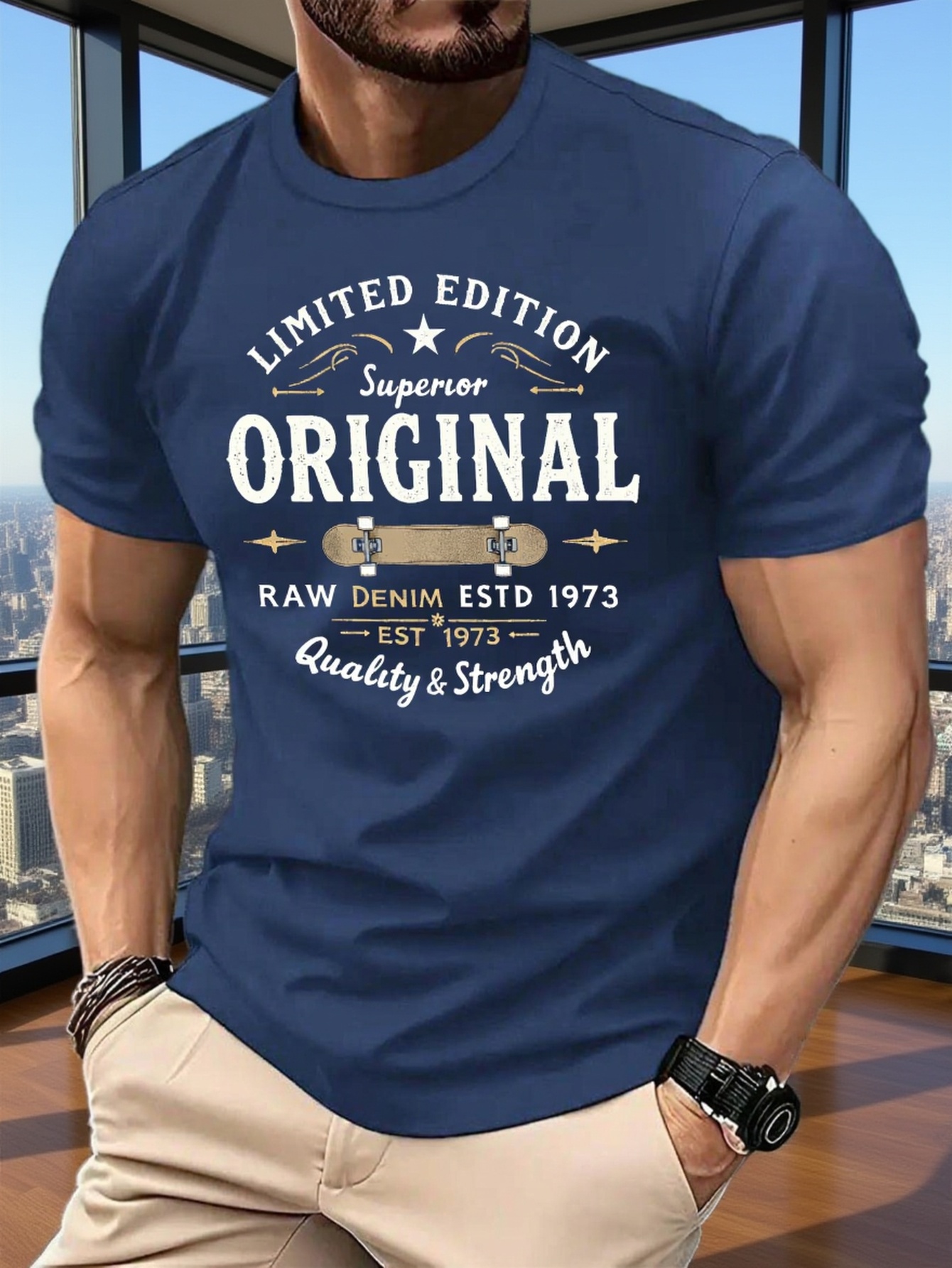 T-shirt homme tendance de haute qualité : 100 % coton pur, imprimé graphique, coupe ample, décontracté, confortable et polyvalent.