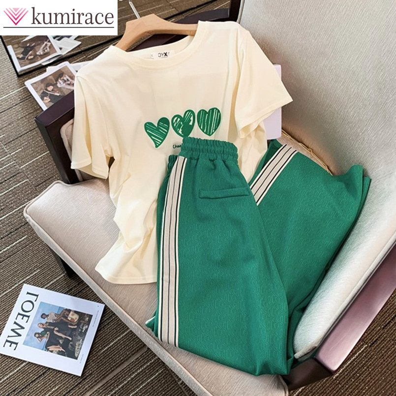 Costume de sport de loisirs pour femmes au printemps et en été, nouveau Style à la mode et jeune, pantalon élégant et à jambes larges, ensemble deux pièces