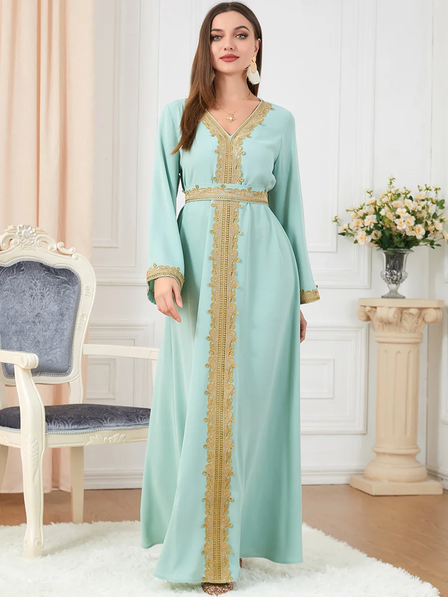Robe musulmane arabe marocaine Abaya femmes broderie maxi Abayas dubaï turquie Islam caftan Longue musulmane robes Largos 2022