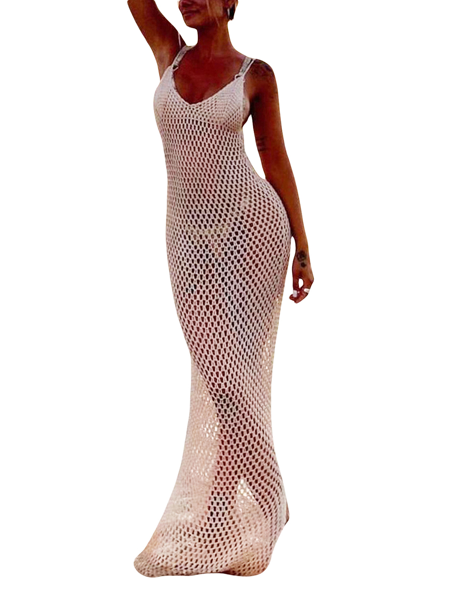 Robe de plage dos nu découpée au crochet pour femmes, maillots de bain bikini, vêtements de plage d'été trempés