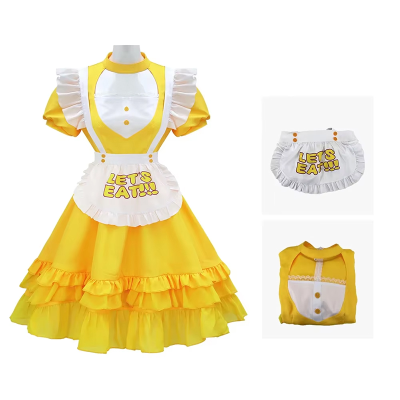 Jeu FNAF Chica Cosplay Lolita Costume femme robe jaune avec tablier tenue de fête d'halloween