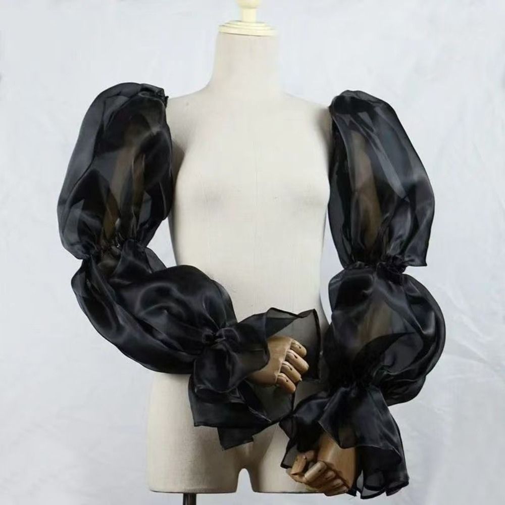 Manches de mariée élégantes et tendance, style féerique, avec nœud, à volants, détachables, pour robe de soirée