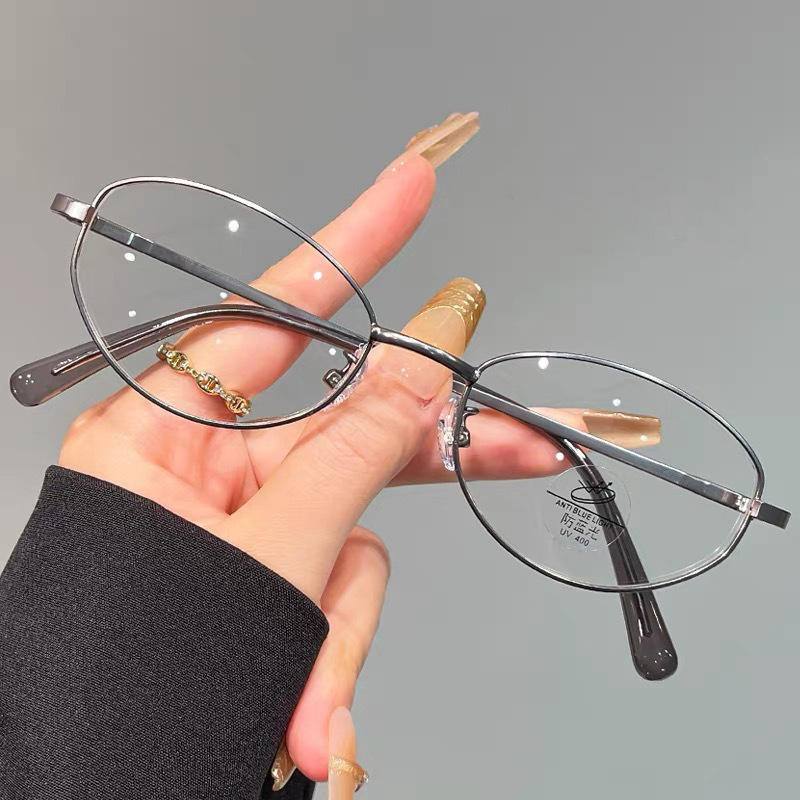 Lunettes ovales à bords dorés en métal, pour personnes âgées et d'âge moyen, Anti-lumière bleue, à la mode, 9218
