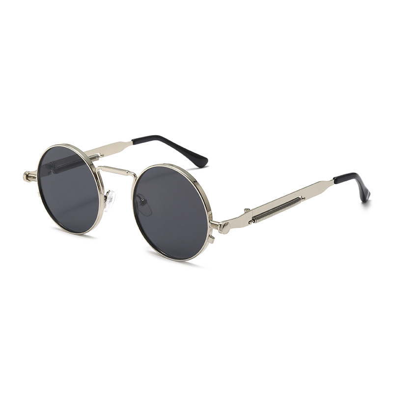 Lunettes de soleil rondes vintage à monture métallique pour femmes et hommes, style punk, lunettes de soleil circulaires, lunettes pour hommes et femmes