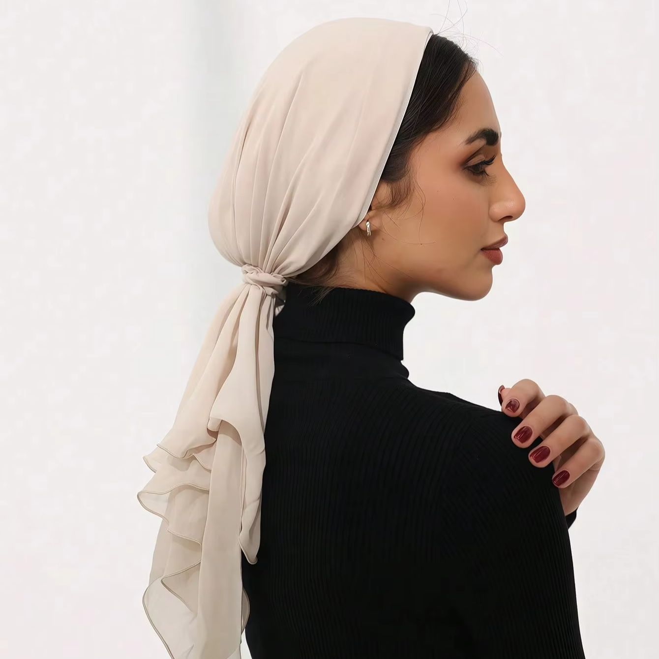 Nouveaux hijabs instantanés en jersey de mousseline pour femmes, avec attache de cheveux en mousseline, turban élastique, bonnet respirant pour l'Aïd, 85*70cm