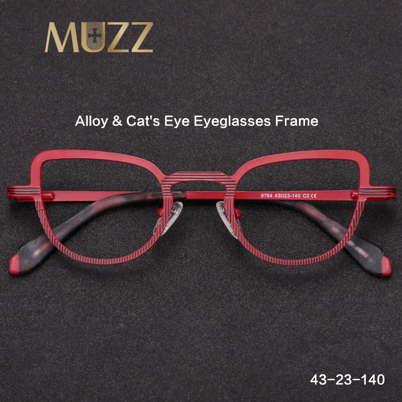 Oeil de chat femmes myopie lunettes cadre métal optique Prescription lunettes montures conception à la main dame grand visage ULTEM lunettes
