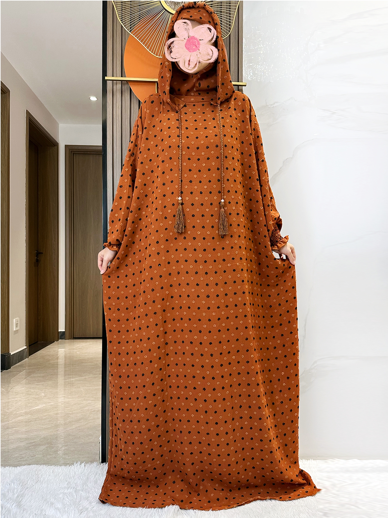 Dernier Ramadan coton doux prière Abaya Double chapeaux dubaï turquie Islam prière vêtements tissu robes Islam femmes robe caftan