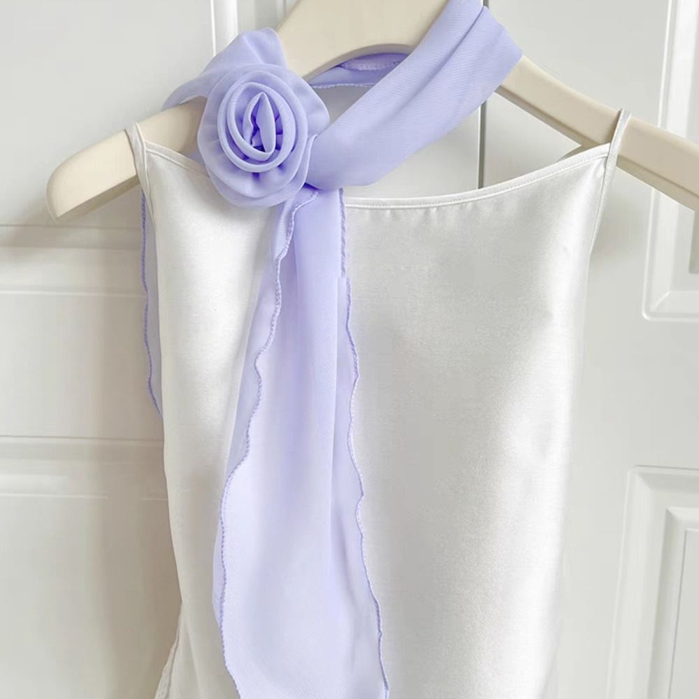 Écharpe de luxe en mousseline de soie, écharpe florale élégante et tendance, châle polyvalent, décor Rose détachable, écharpe de cou pour femmes et filles, cadeaux
