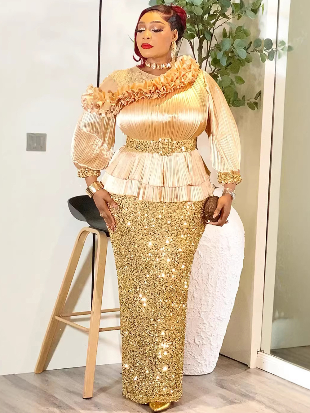 Robes Africaines de Luxe pour Femmes, Dashiki à Paillettes et Volants, Robes Longues pour Mariage, Fête, Anniversaire, Soirée, Collection 2026, Vêtements Africains