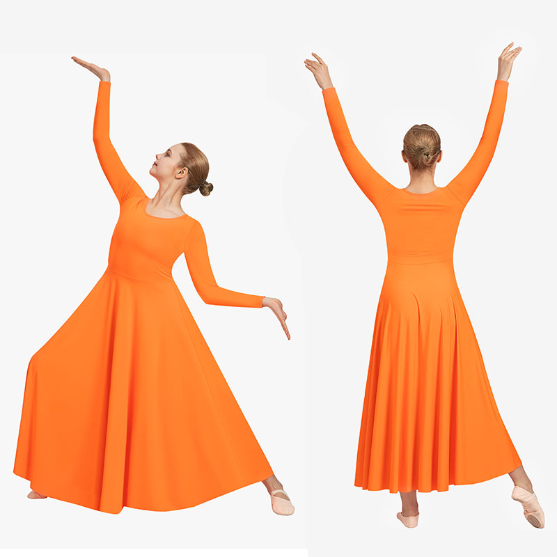 Robe de danse d'éloge à manches longues pour femmes, coupe ample, pleine longueur, vêtements de danse lyrique liturgique pour église, Costume de culte