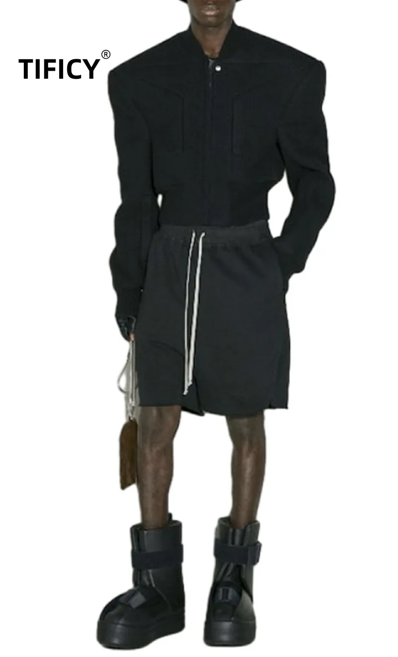 Pantalon d'été pour homme, basique, foncé, RO, respirant, décontracté, bord fendu, cinq quarts