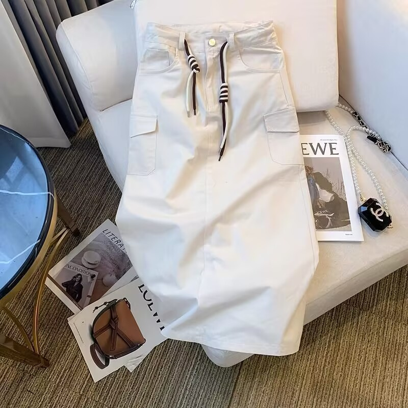 Jupe femme jupe femme vêtements de travail jupe femme automne grande taille taille haute mince poche Joker fendu jupe longue
