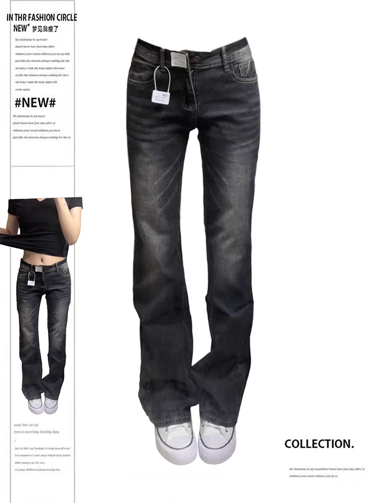 Jean taille basse pour femmes, pantalon en Denim évasé noir, rétro américain, slim, Y2k, bas de cloche japonais, Y2k Harajuku, années 2000, nouveau