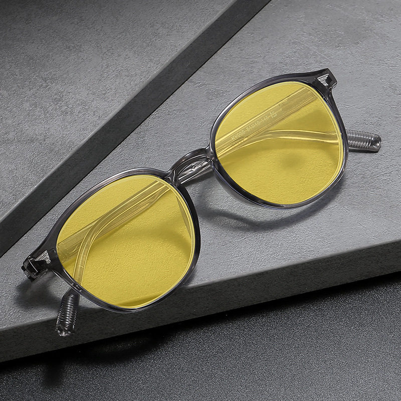 Lunettes de Vision nocturne pour hommes et femmes, monture ronde, lentille jaune, Protection des yeux, unisexe, mode, blocage de la lumière bleue