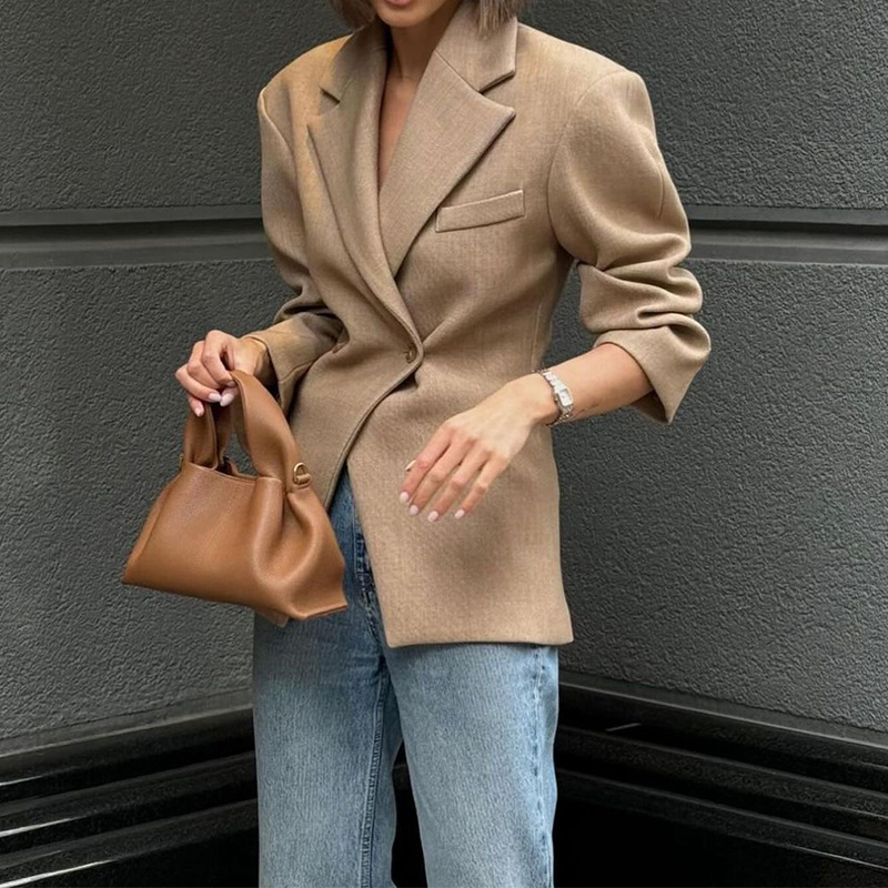 Veste de costume pour femmes, Blazer de couleur unie, à la mode, élégant, fin, professionnel, vêtements d'extérieur de bureau, nouvelle collection automne hiver 2025