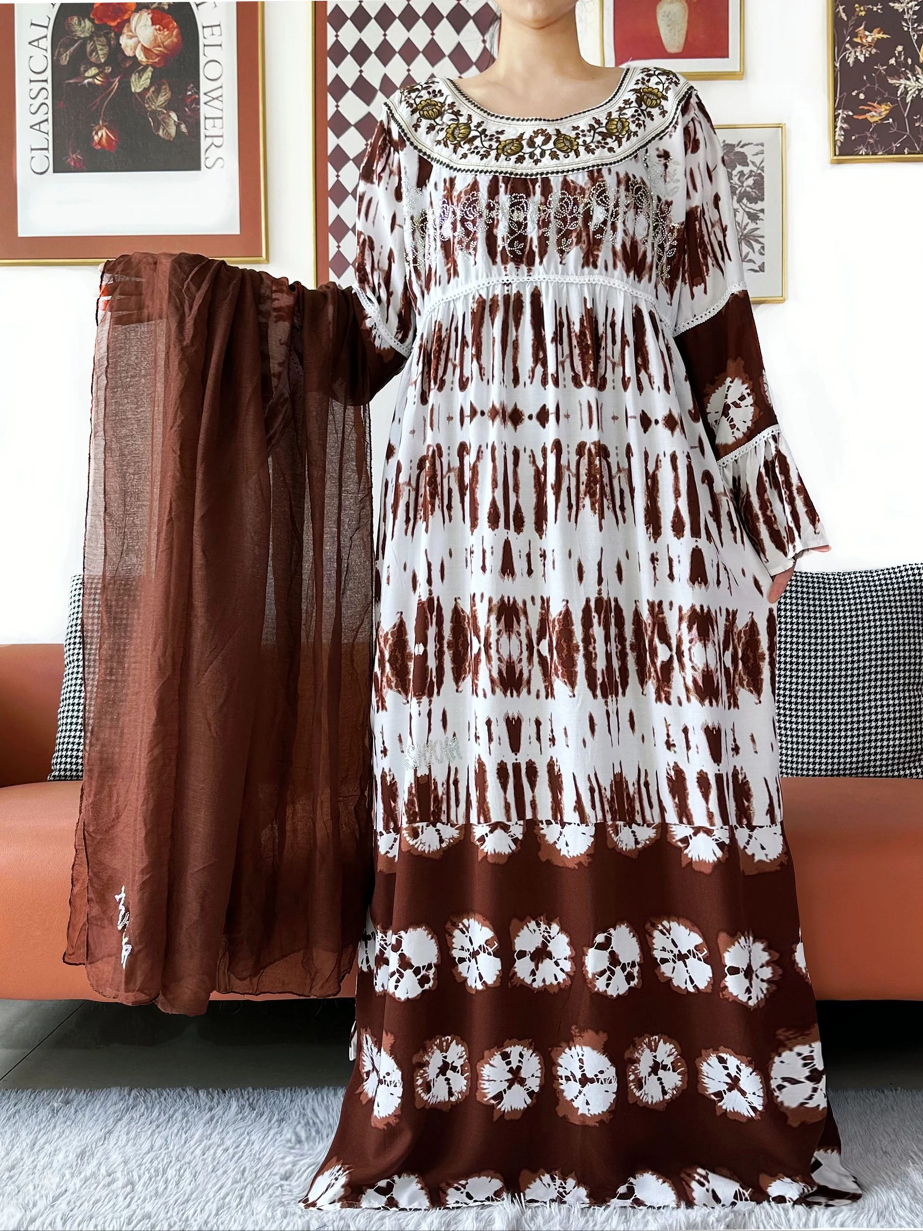 Kashkha – robe Abaya en coton pour femmes, élégante, de haute qualité, dubaï, manches longues, ample, style Boho, Maxi, décontractée, mode africaine, nouvelle collection