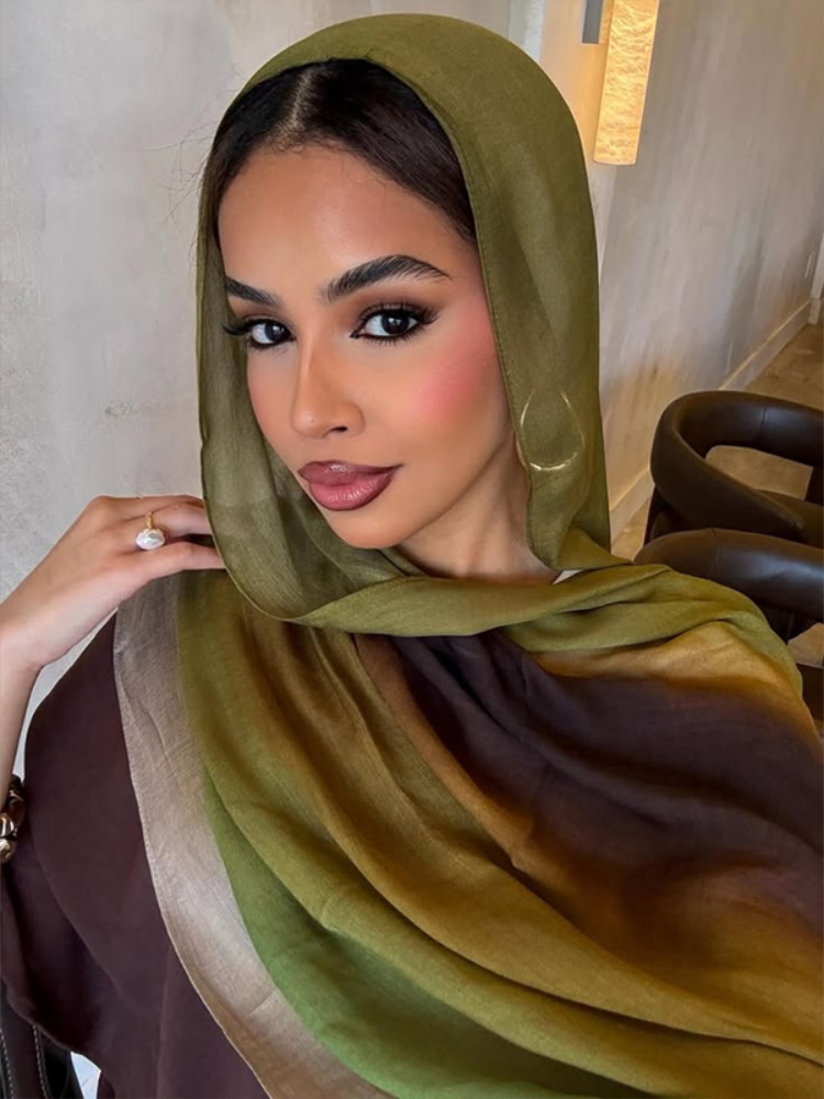 Foulard Hijab Dégradé Ombré pour Femme, Léger et Doux, Bandana Musulman, Accessoire Cheveux Polyvalent pour le Quotidien