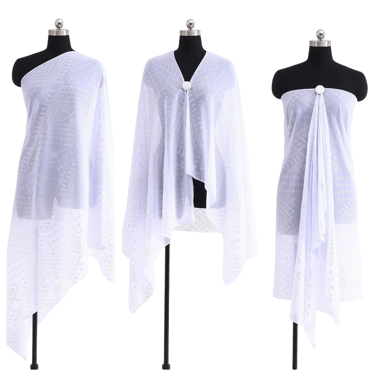 Écharpe Hijab Turban Polyvalente Respirante Tendance pour Femme, Châle Rétro en Mousseline de Soie Dorée et Perles d'Imitation