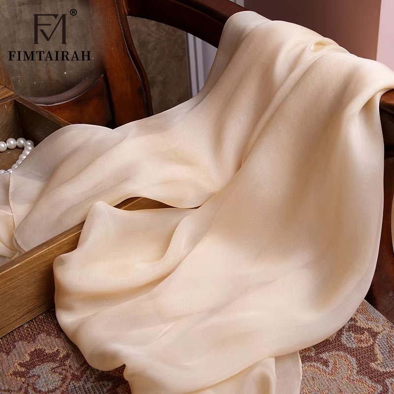 Injplanchers f-Foulard en soie beige pour femme, couleur chair, châle doux, élégant, printemps, automne, hiver, été, 100%