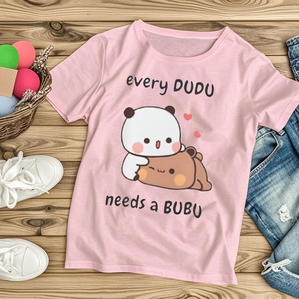 T-shirt à manches courtes pour tous les Dudu, avec motif ours panda mignon, vêtements Kawaii Bubu Dudu classiques, cadeaux d'anniversaire unisexes