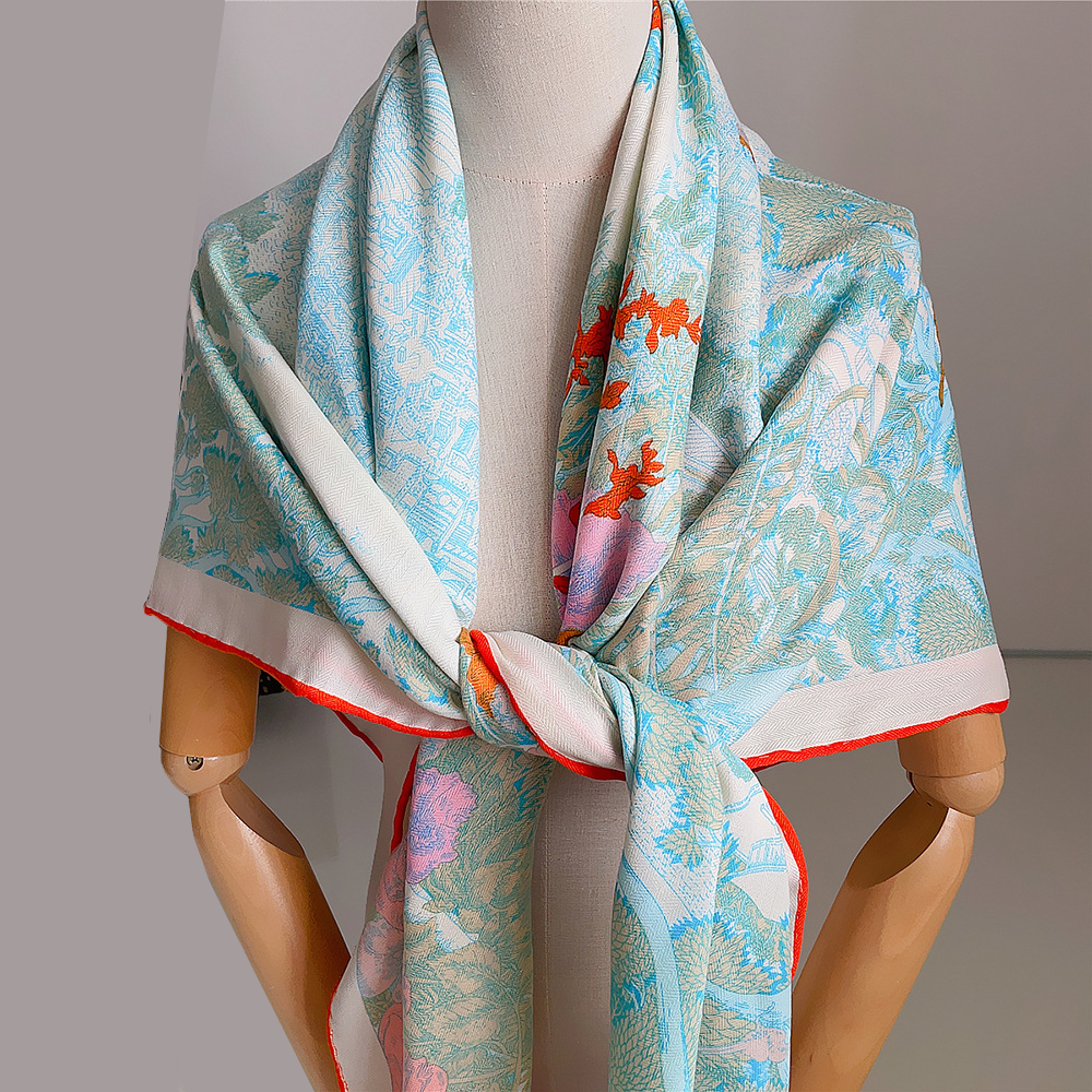 130cm garder au chaud hiver écharpe femmes marque soie cachemire carré écharpe châle luxe foulards enveloppes Pashmina mode Hijab Bandana