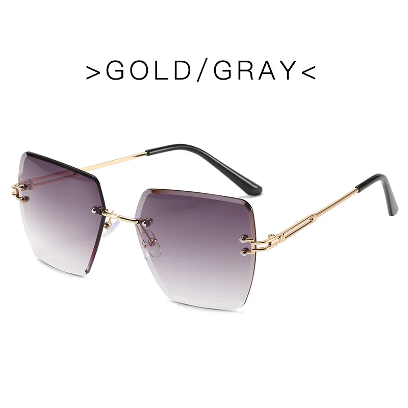 Lunettes de soleil oversize sans monture tendance 2026 pour femme – Design de marque de luxe célèbre, style vintage sexy pour l'été