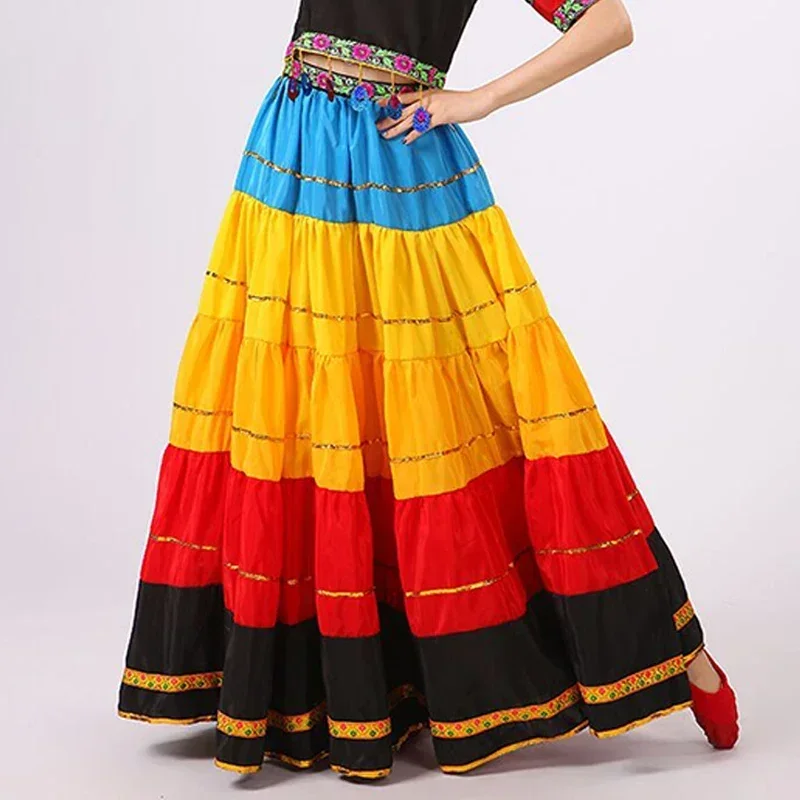 Vêtements traditionnels de Style National Yi, vêtements de danse ethniques anciens, robe de danse mongole, jupe de pratique folklorique chinoise