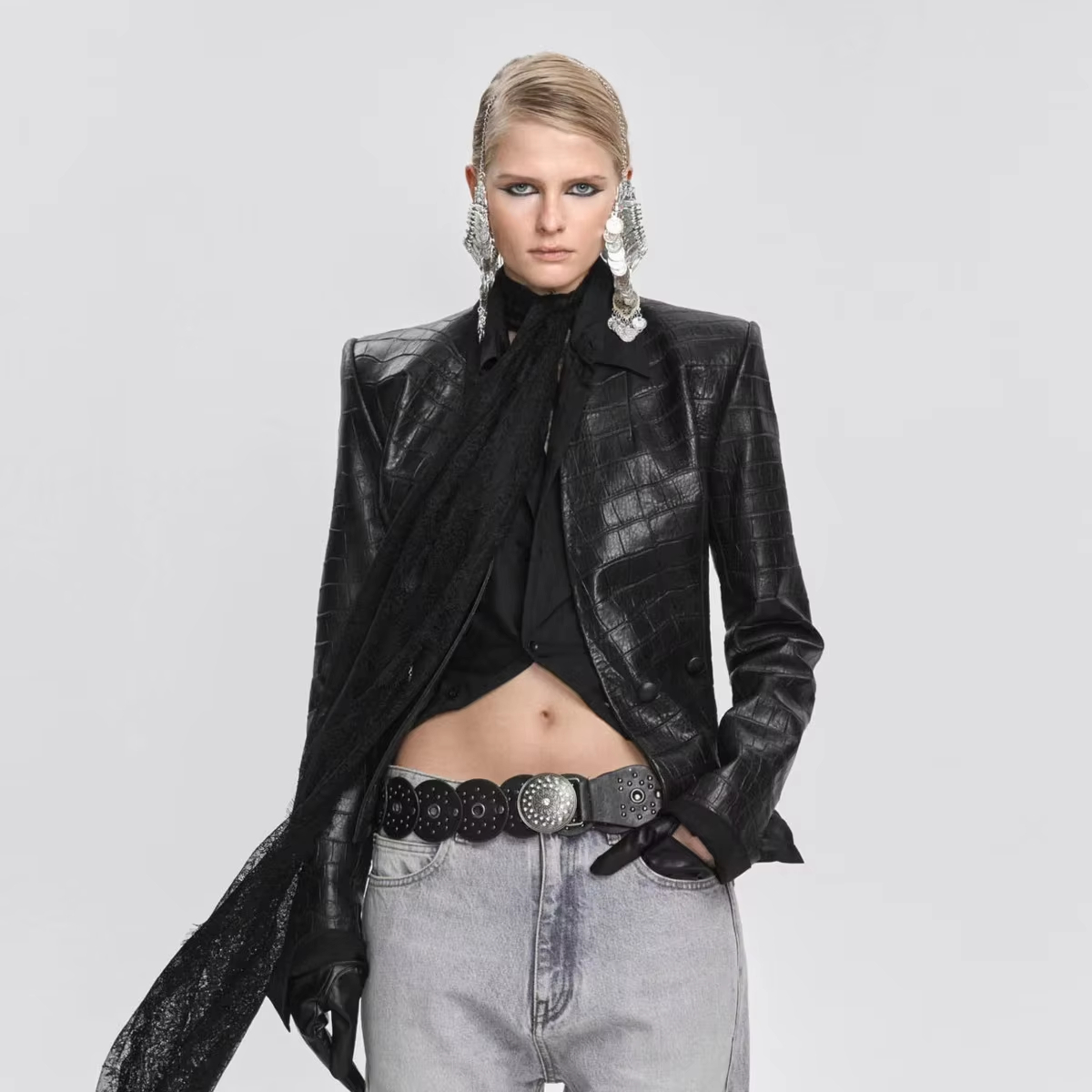 Veste en similicuir vintage pour femme BJTZ, ourlet asymétrique, coupe ajustée, élégante, pour le bureau, les soirées, les occasions décontractées, printemps automne