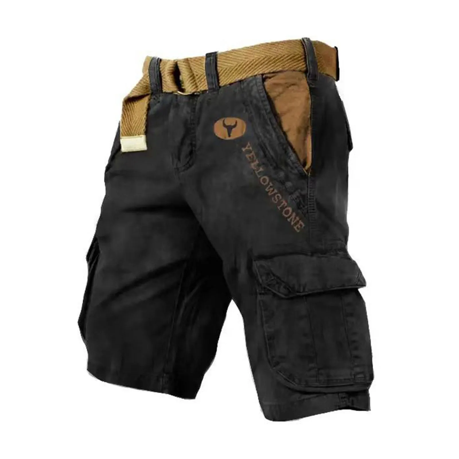Salopette de Sport pour hommes, vêtements amples, pantalons décontractés cinq quarts, corde élastique, respirant, pantalon à nouer