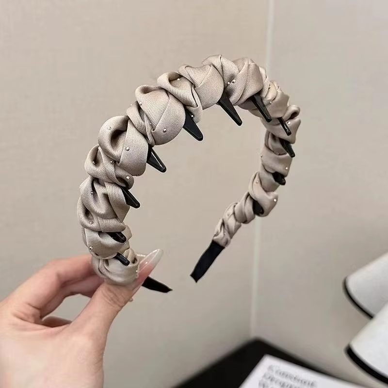 Serre-tête à couronne haute pour femmes, haut de gamme et tendance, antidérapant avec pince à cheveux à dents, accessoire de coiffure