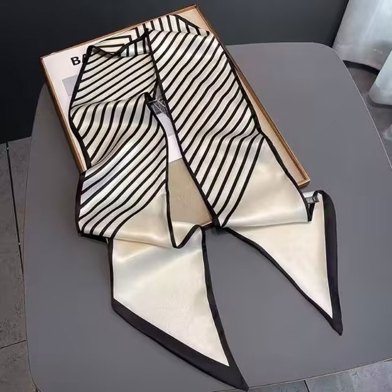 Écharpe longue pour femme, écharpe fine polyvalente, bande de cou légère pour le printemps et l'été, ruban décoratif à nouer pour assortir aux chemises