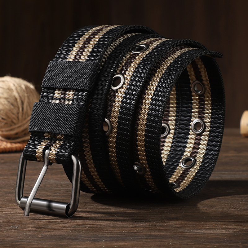 Ceinture en toile à boucle ardillon longue pour hommes, ceinture tressée en nylon pour jeunes et d'âge moyen, ceinture décontractée, ceinture de marée