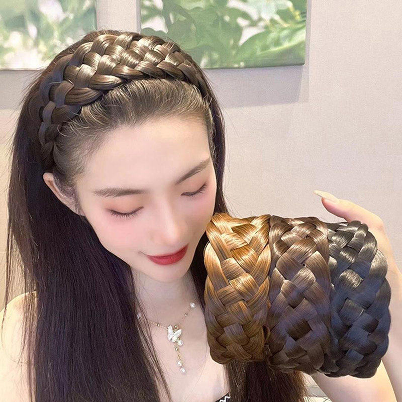 Nouveaux bandeaux larges torsadés pour femmes, bandeaux tressés en queue de poisson faits à la main, accessoires de coiffure, cadeau