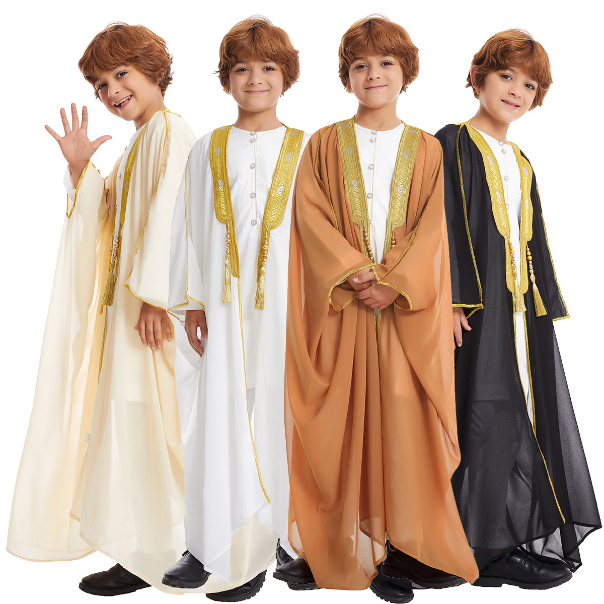 Eid musulman garçons Robe Dishdasha enfants ouvert Abaya prière caftan Ramadan maroc Jubba modeste islamique dubaï saoudien Abayas Thobe