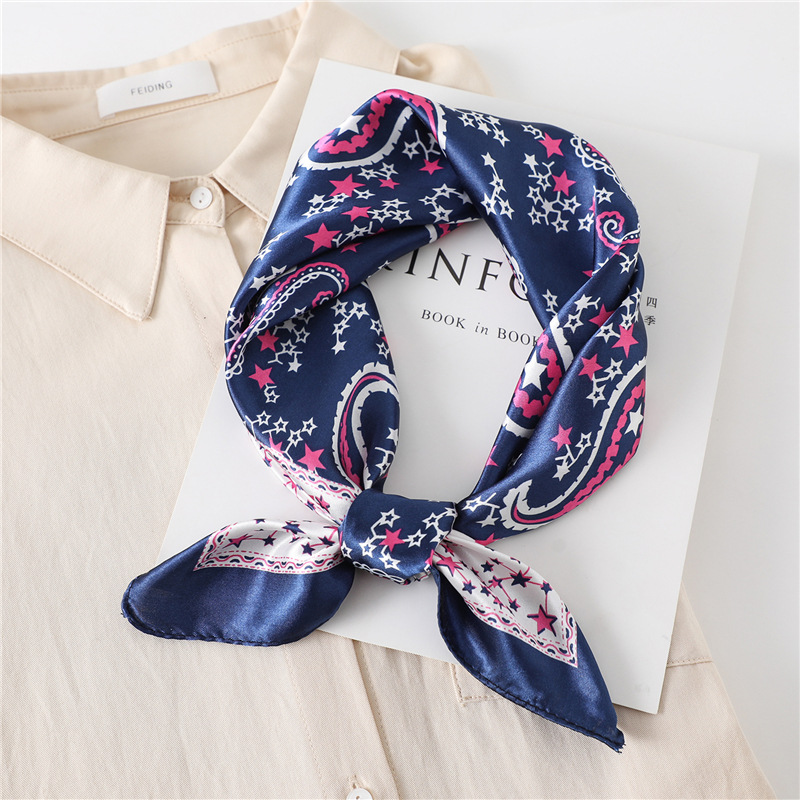 Foulard carré de luxe en soie de 60 cm pour femme, hijab, bandeaux pour cheveux, écharpe, châle en satin, ruban, bandeau, foulards de mode, bandana