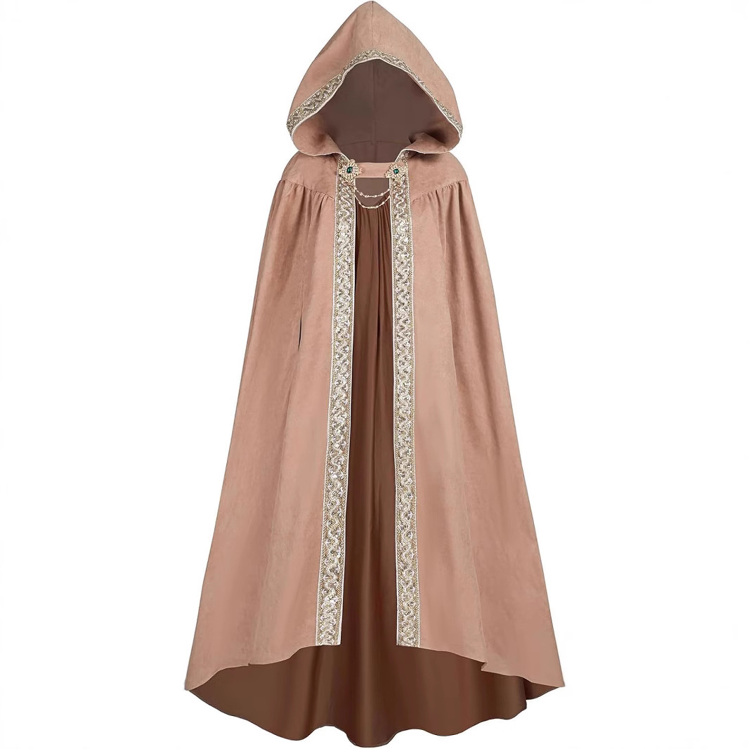 Nouveau médiéval rétro pastorale ruban bord cape à capuche cravate cape Halloween cour robe reine Prince Anime jeu de rôle cape Costume