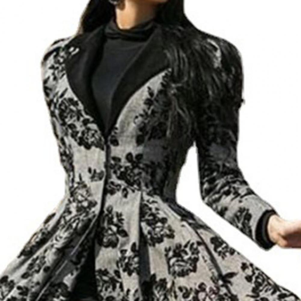 Robe de Soirée Gothique à Manches sulfpour Femme, Tenue Serrée à la Taille, Ourlet Cousu en Dentelle, Imprimé Floral, Vintage, Costume Médiéval