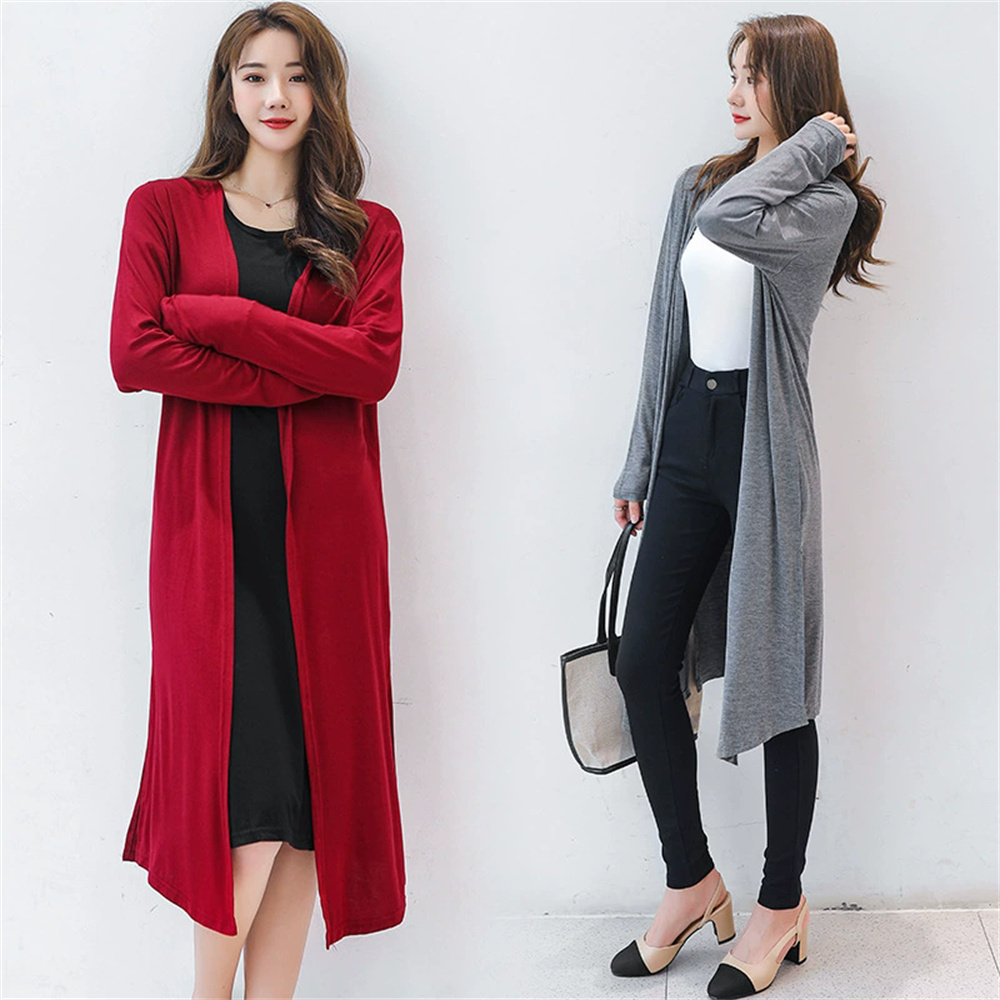 Cardigan long d'été en modal pour femme, style coréen, chemisier à manches longues, pull décontracté, vêtements de plage, blusas, tops