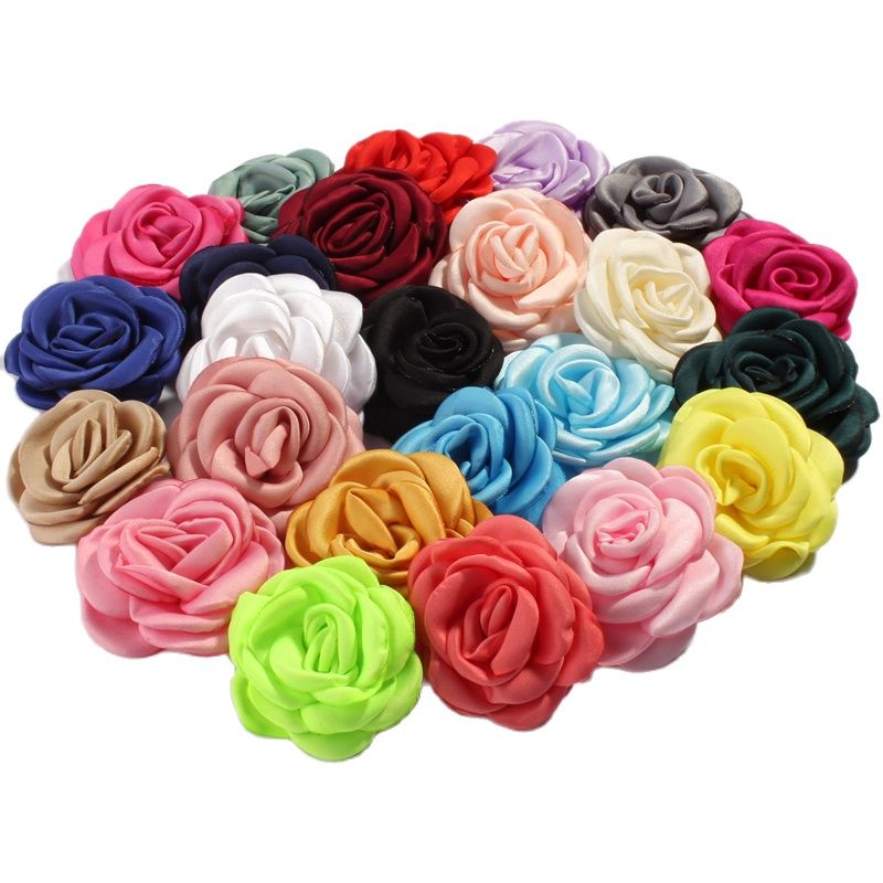 Fleurs en Satin Brûlant pour Cheveux, Accessoires en Tissu Floral Rôti pour Bouquet de Mariage, Bandes de Sauna, 6cm, 10 Pièces