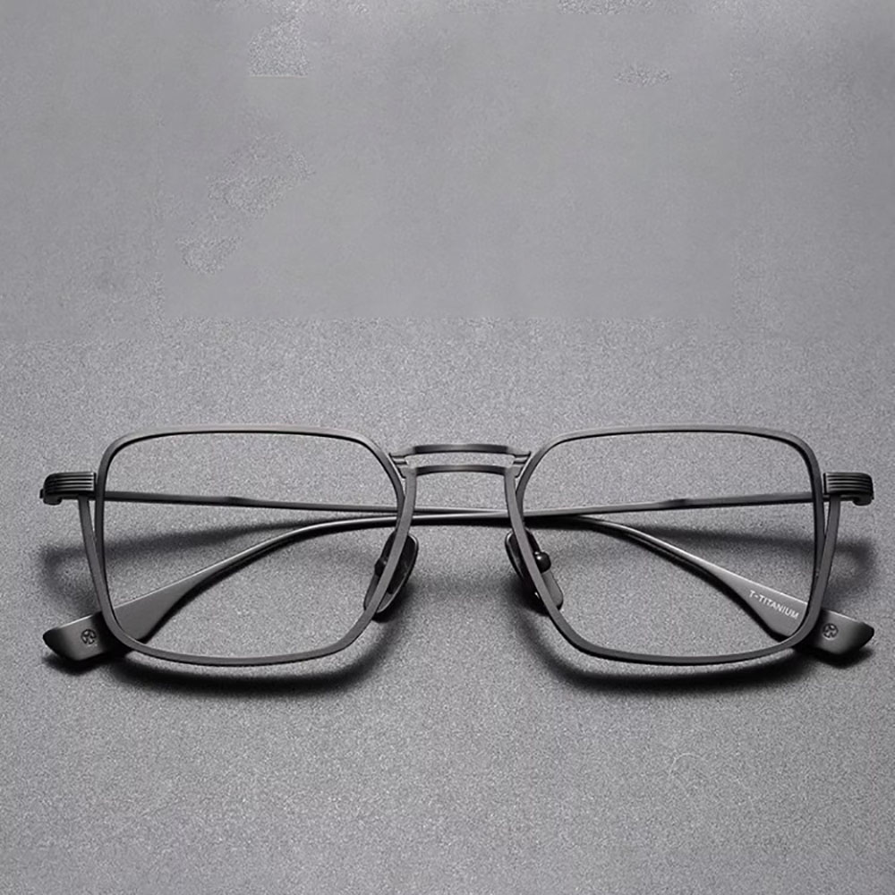 KLASSNUM – lunettes pour hommes, montures optiques carrées en métal Vintage avec lentilles transparentes, verres anti-lumière bleue, Design de luxe