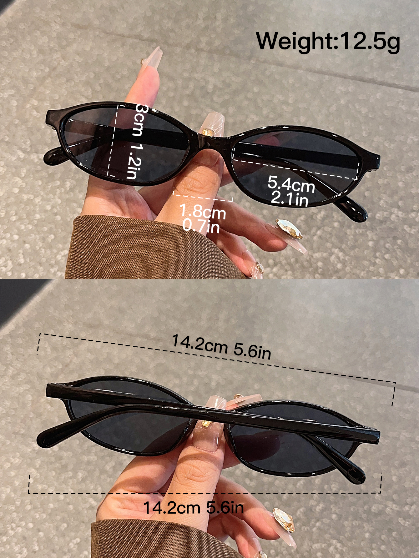 Ensemble de 5 lunettes de soleil classiques entièrement noires, multi-styles, accessoires de mode décontractés et simples, couleur unie, adaptées à un usage quotidien