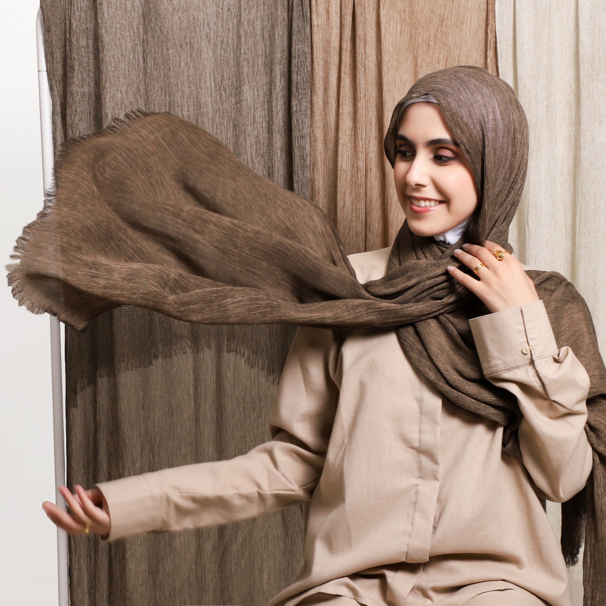 Ramadan Ombre cravate teint plissé frange coton rayonne Hijab châles plaine solide bandeau Pashmina Turban musulman Sjaal 180*70Cm