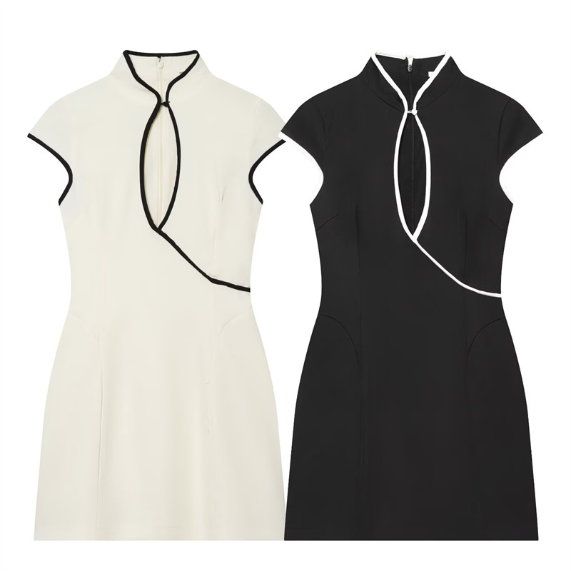 Robe pour femme 2026 Nouvelle collection Printemps-Été Mini-robe color-block élégante et chic pour femme