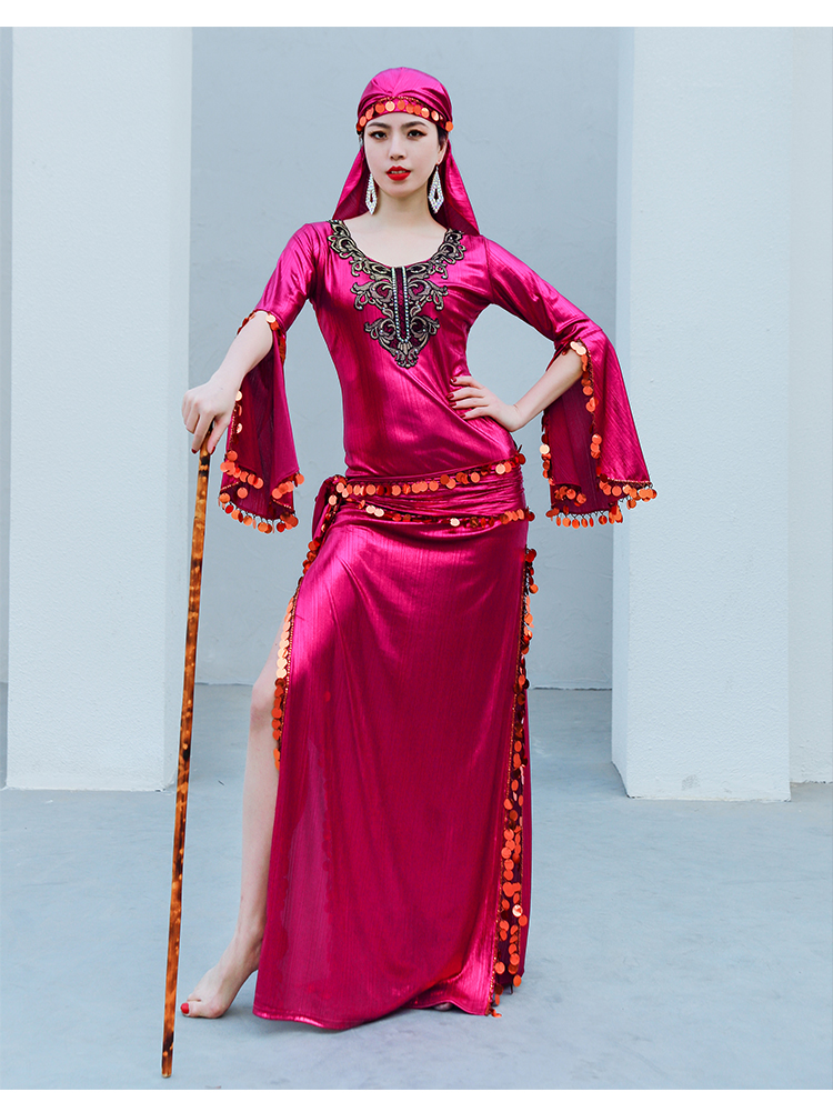 Robe Saidi de danse du ventre pour femmes, Performance individuelle de groupe, costume de concours de danse folklorique, Robe une pièce brodée avec paillettes