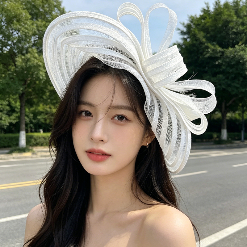 Élégant chapeau en maille tressée rétro polyvalent haut de gamme pour femme, accessoire de fête, décoration printemps-été