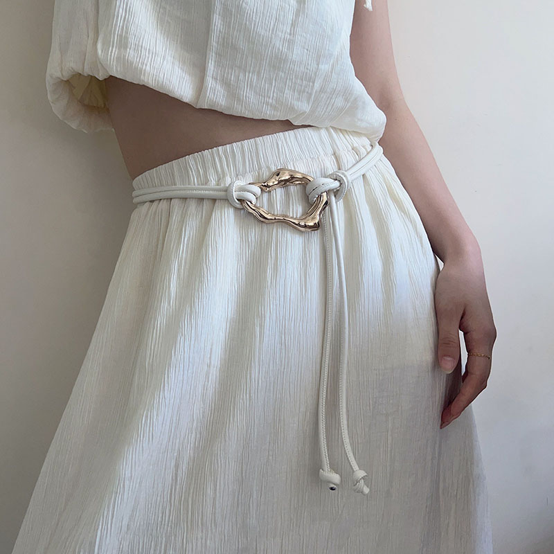 Ceinture fine nouée en corde de cuir pour femmes, boucle en métal, ceintures fines en PU, robe de dame, manteau, bretelles décoratives