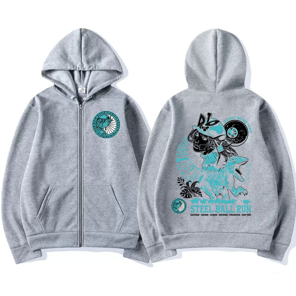 Anime Jojo Bizarre Adventure sweat à capuche avec fermeture éclair STEEL BALL RUN Diego Brando Manga sweats à fermeture éclair mode homme pulls décontractés