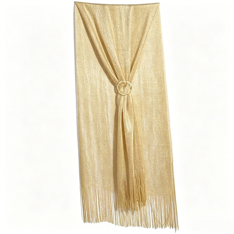 Écharpe en dentelle dorée et argentée brillante avec pompons, châle de protection solaire, hijab tendance, foulards brillants pour femmes, pour soirée, robe de soirée, ou usage quotidien