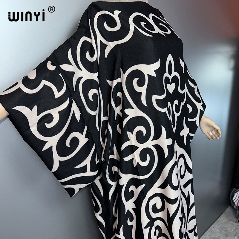 WINYI Robes Musulmanes pour Femmes, Robe de Soirée Élégante, Kaftan Ample pour Femme du Moyen-Orient, Abaya de Luxe Imprimée de Dubaï, Caftan de Plage