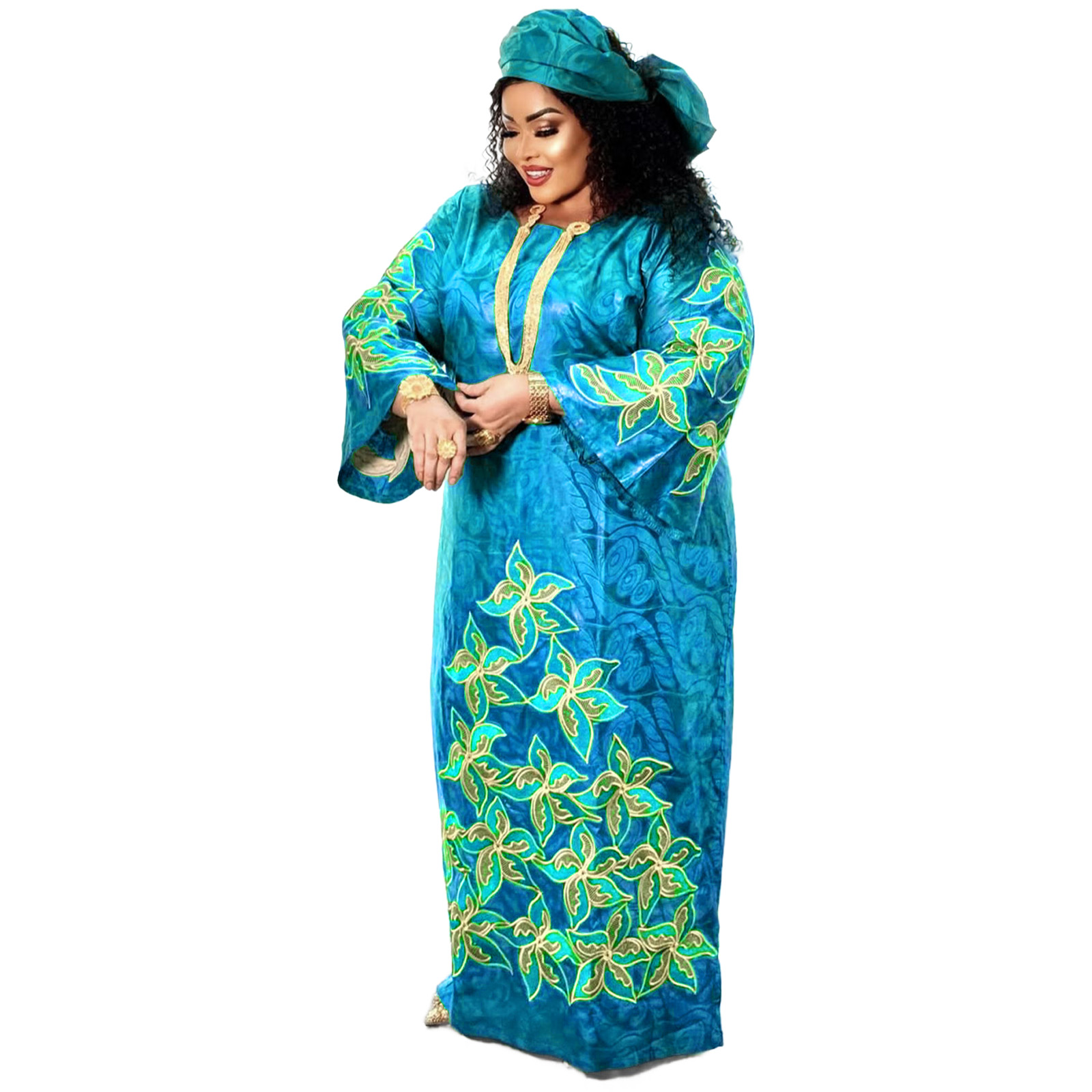 Tenue africaine pour femmes, abaya brodée, grande taille, robe élégante pour fêtes et églises